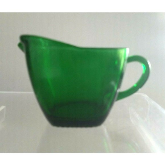 Vintage 1950's Anchor Hocking Forest Green Charm Square Creamer & Sugar Bowl Set - Picture 4 of 8